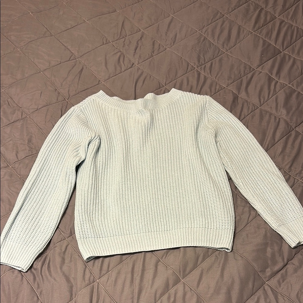 Blue Crew Neck Sweater with Textured Knit